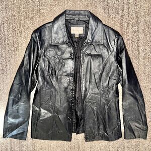 Worthington Women's 100% Genuine Leather Full Zip Coat Jacket Size Medium